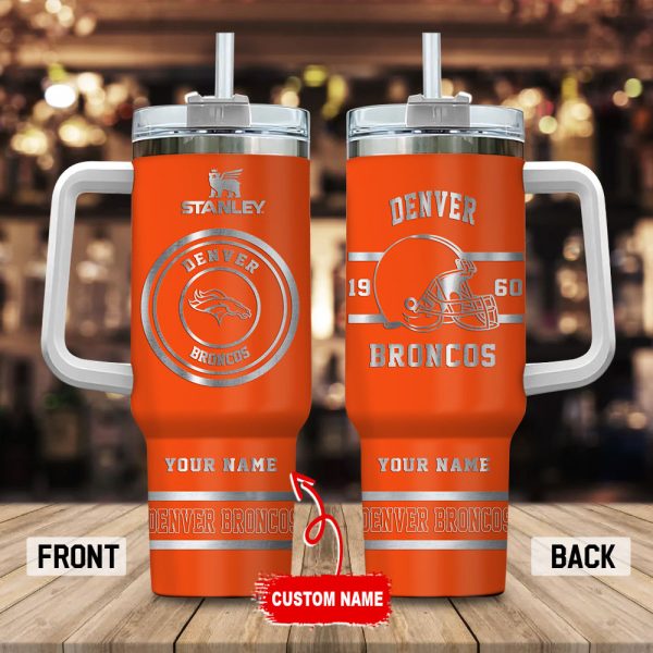 Denver Broncos NFL Custom Stanley Quencher 30oz-40oz Stainless Steel Tumbler Hot And Cold Tumbler