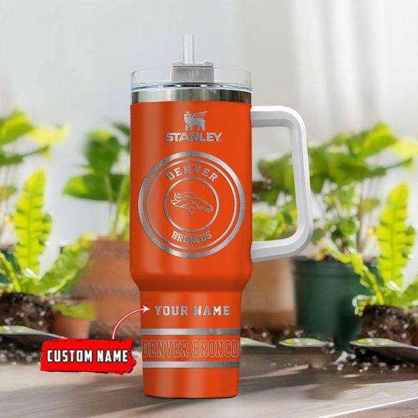 Denver Broncos NFL Custom Stanley Quencher 30oz-40oz Stainless Steel Tumbler Hot And Cold Tumbler - Image 2