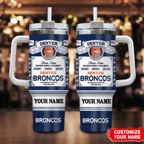 Denver Broncos NFL Super Bowl Champs Pride Custom Stanley Quencher 30oz-40oz Stainless Steel Tumbler Hot And Cold Tumbler