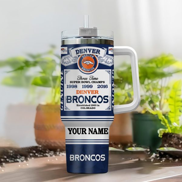 Denver Broncos NFL Super Bowl Champs Pride Custom Stanley Quencher 30oz-40oz Stainless Steel Tumbler Hot And Cold Tumbler - Image 2