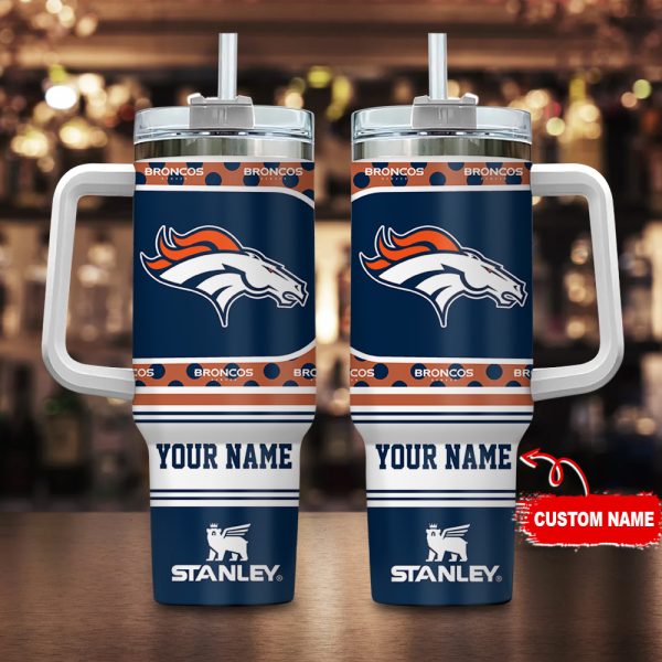 Denver Broncos NFL Custom Stanley Quencher 30oz-40oz Stainless Steel Tumbler Hot And Cold Tumbler
