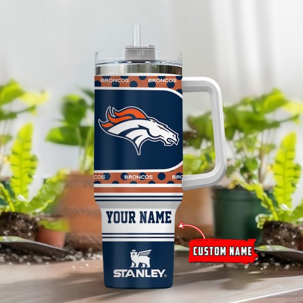 Denver Broncos NFL Custom Stanley Quencher 30oz-40oz Stainless Steel Tumbler Hot And Cold Tumbler - Image 2