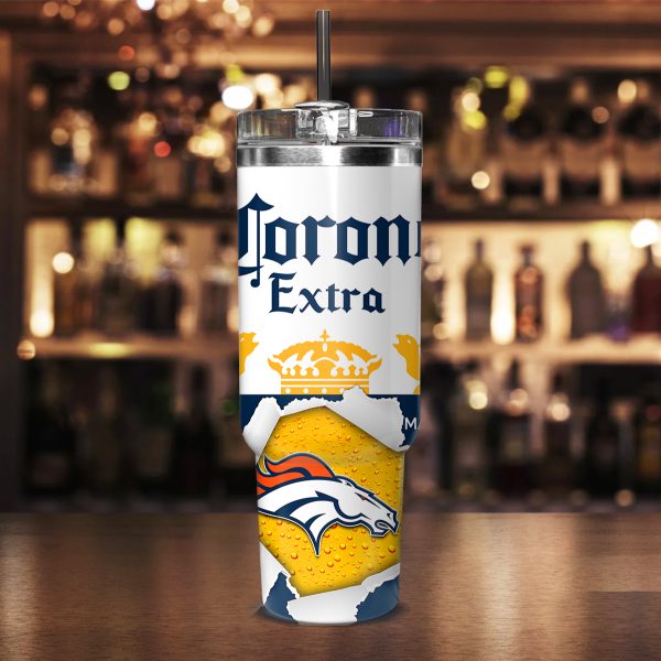 Denver Broncos NFL Corona Extra Custom Stanley Quencher 30oz-40oz Stainless Steel Tumbler Hot And Cold Tumbler - Image 2