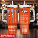 Denver Broncos NFL Energy Nutrition Facts Custom Stanley Quencher 30oz-40oz Stainless Steel Tumbler Hot And Cold Tumbler