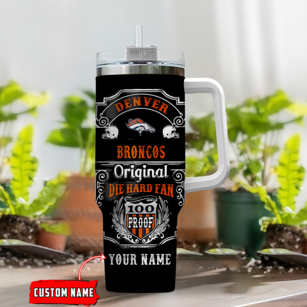 Denver Broncos NFL Original Diehard Fan Custom Stanley Quencher 30oz-40oz Stainless Steel Tumbler Hot And Cold Tumbler - Image 2