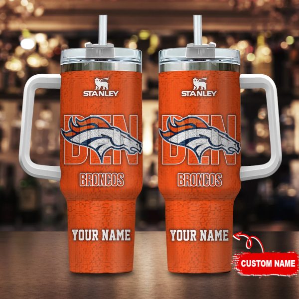 Denver Broncos NFL 3D Logo Custom Stanley Quencher 30oz-40oz Stainless Steel Tumbler Hot And Cold Tumbler