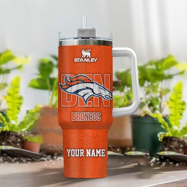 Denver Broncos NFL 3D Logo Custom Stanley Quencher 30oz-40oz Stainless Steel Tumbler Hot And Cold Tumbler - Image 2