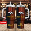 Denver Broncos NFL Leather Effect Custom Stanley Quencher 30oz-40oz Stainless Steel Tumbler Hot And Cold Tumbler