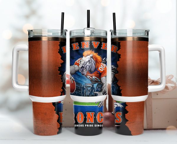 Denver Broncos NFL Mascot Custom Stanley Quencher 30oz-40oz Stainless Steel Tumbler Hot And Cold Tumbler