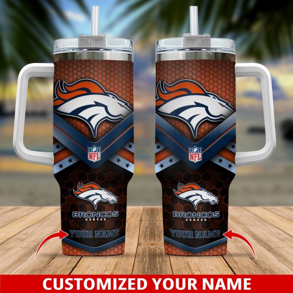 Denver Broncos NFL Custom Stanley Quencher 30oz-40oz Stainless Steel Tumbler Hot And Cold Tumbler