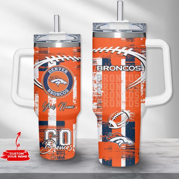 Denver Broncos NFL Custom Stanley Quencher 30oz-40oz Stainless Steel Tumbler Hot And Cold Tumbler