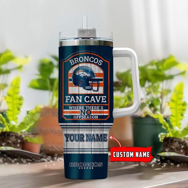 Denver Broncos NFL Fan Cave Custom Stanley Quencher 30oz-40oz Stainless Steel Tumbler Hot And Cold Tumbler - Image 2