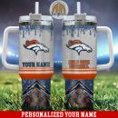 Denver Broncos Glitter NFL Custom Stanley Quencher 30oz-40oz Stainless Steel Tumbler Hot And Cold Tumbler