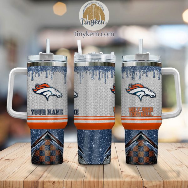 Denver Broncos Glitter NFL Custom Stanley Quencher 30oz-40oz Stainless Steel Tumbler Hot And Cold Tumbler - Image 2