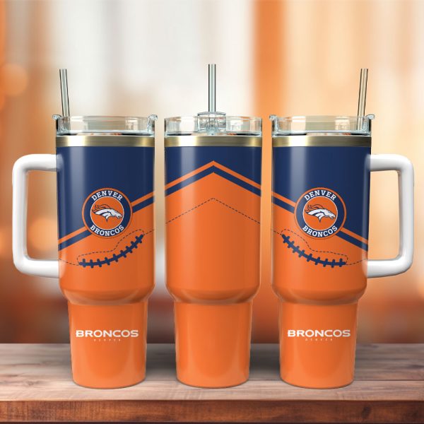 Denver Broncos Football NFL Custom Stanley Quencher 30oz-40oz Stainless Steel Tumbler Hot And Cold Tumbler