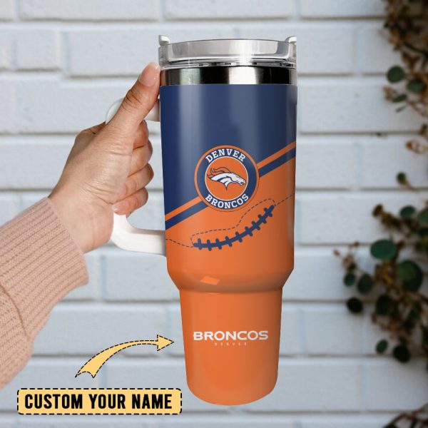 Denver Broncos Football NFL Custom Stanley Quencher 30oz-40oz Stainless Steel Tumbler Hot And Cold Tumbler - Image 2
