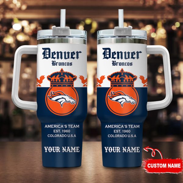 Denver Broncos NFL Corona Extra Custom Stanley Quencher 30oz-40oz Stainless Steel Tumbler Hot And Cold Tumbler