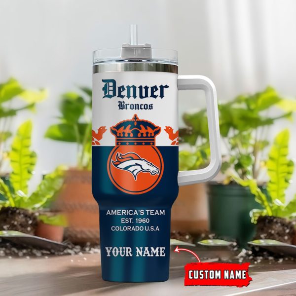Denver Broncos NFL Corona Extra Custom Stanley Quencher 30oz-40oz Stainless Steel Tumbler Hot And Cold Tumbler - Image 2