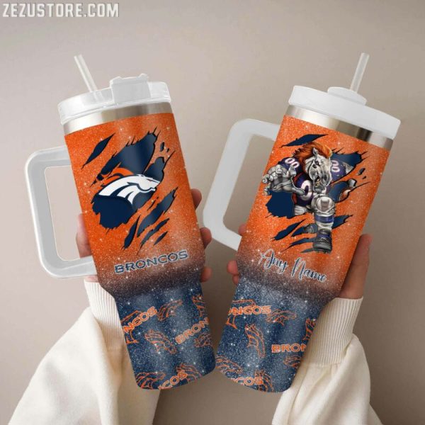 Denver Broncos NFL Custom Stanley Quencher 30oz-40oz Stainless Steel Tumbler Hot And Cold Tumbler