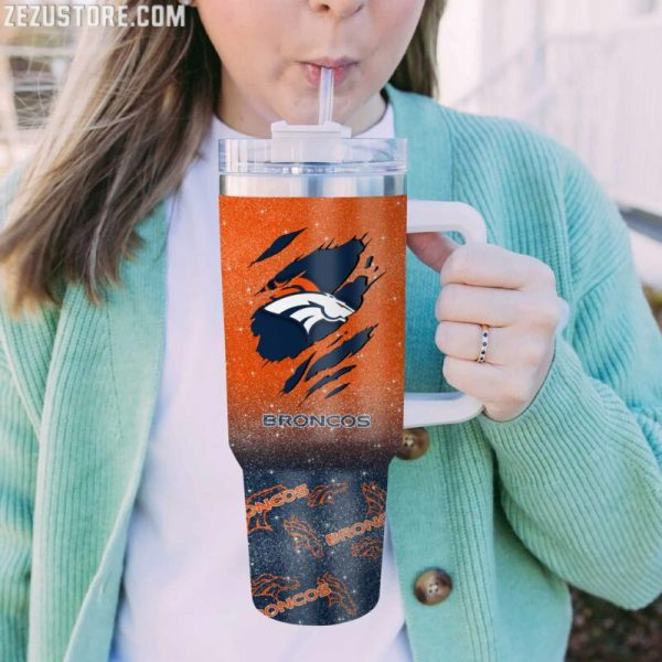 Denver Broncos NFL Custom Stanley Quencher 30oz-40oz Stainless Steel Tumbler Hot And Cold Tumbler - Image 2