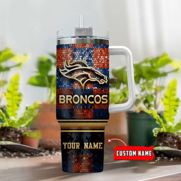Denver Broncos NFL Custom Stanley Quencher 30oz-40oz Stainless Steel Tumbler Hot And Cold Tumbler - Image 2