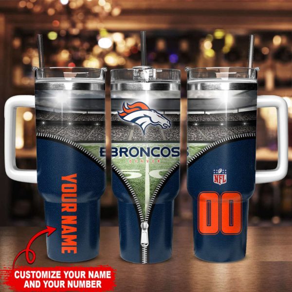 Denver Broncos NFL Custom Stanley Quencher 30oz-40oz Stainless Steel Tumbler Hot And Cold Tumbler - Image 2