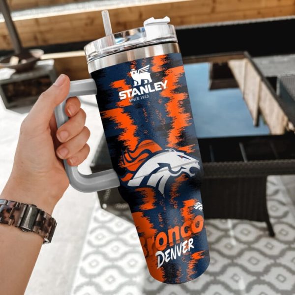 Denver Broncos NFL Custom Stanley Quencher 30oz-40oz Stainless Steel Tumbler Hot And Cold Tumbler