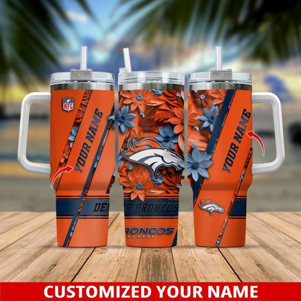 Denver Broncos NFL Custom Stanley Quencher 30oz-40oz Stainless Steel Tumbler Hot And Cold Tumbler - Image 2