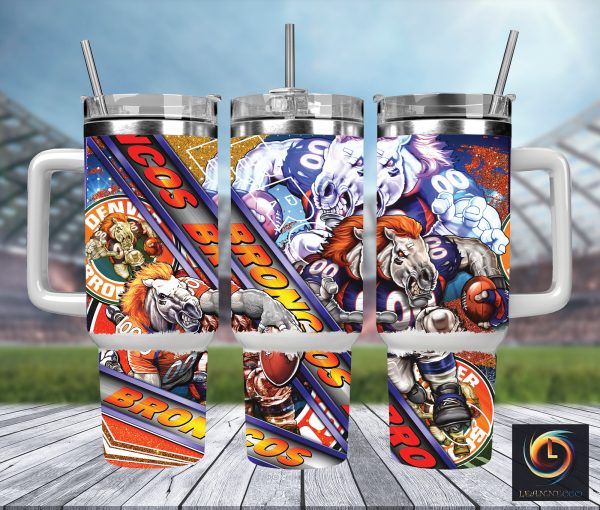 Denver Broncos NFL Mascot Custom Stanley Quencher 30oz-40oz Stainless Steel Tumbler Hot And Cold Tumbler