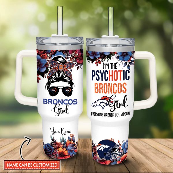 Denver Broncos NFL Custom Stanley Quencher 30oz-40oz Stainless Steel Tumbler