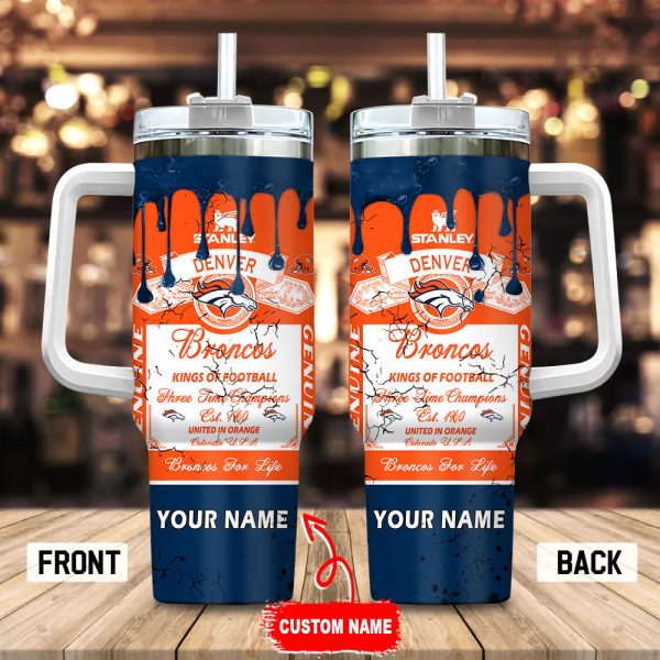 Denver Broncos NFL Kings Of Football Custom Stanley Quencher 30oz-40oz Stainless Steel Tumbler Hot And Cold Tumbler