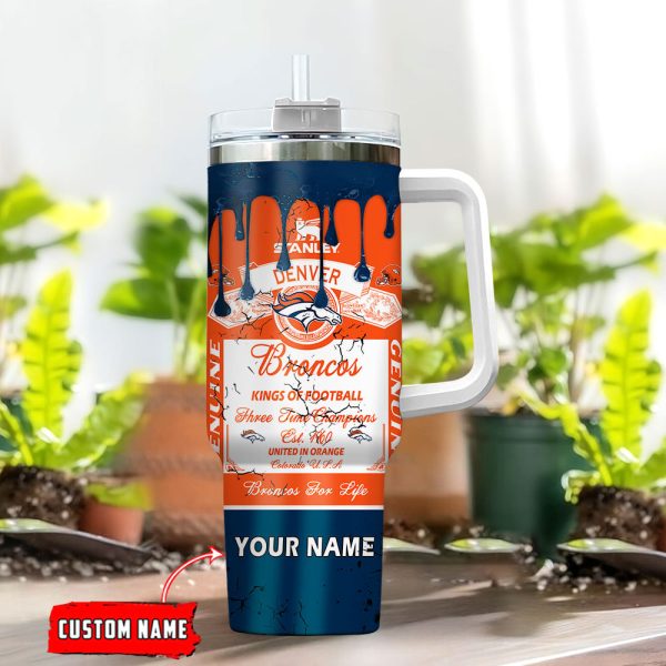 Denver Broncos NFL Kings Of Football Custom Stanley Quencher 30oz-40oz Stainless Steel Tumbler Hot And Cold Tumbler - Image 2