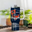 Denver Broncos NFL Silver Logo Custom Stanley Quencher 30oz-40oz Stainless Steel Tumbler Hot And Cold Tumbler