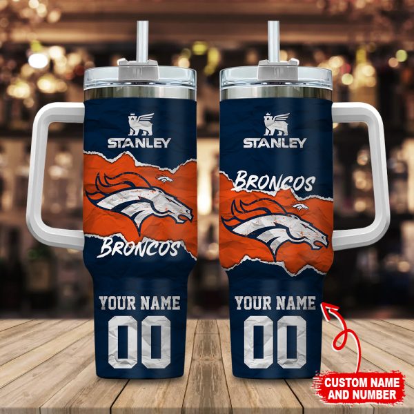 Denver Broncos NFL Custom Stanley Quencher 30oz-40oz Stainless Steel Tumbler Hot And Cold Tumbler