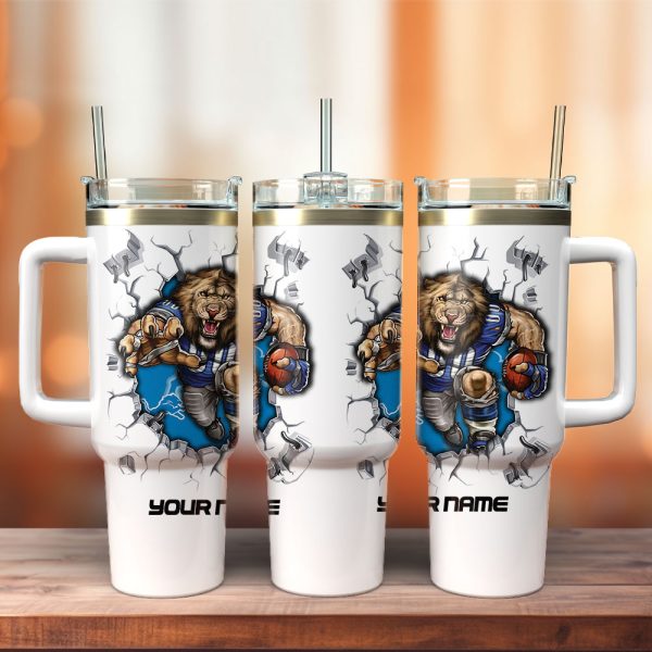 Detroit Lions NFL Sports Custom Stanley Quencher 30oz-40oz Stainless Steel Tumbler Hot And Cold Tumbler