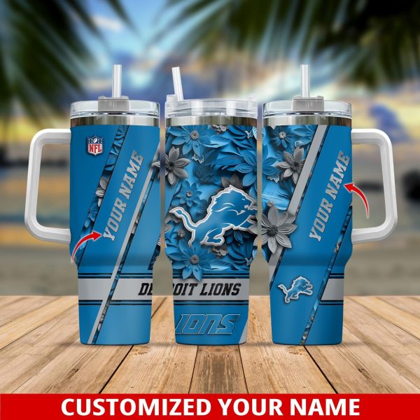 Detroit Lions NFL Custom Stanley Quencher 30oz-40oz Stainless Steel Tumbler Hot And Cold Tumbler