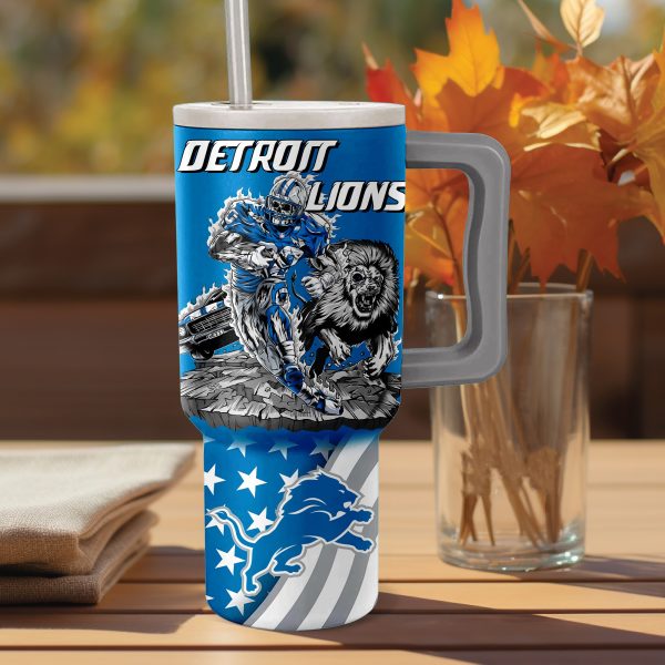 Detroit Lions NFL Custom Stanley Quencher 30oz-40oz Stainless Steel - Image 2