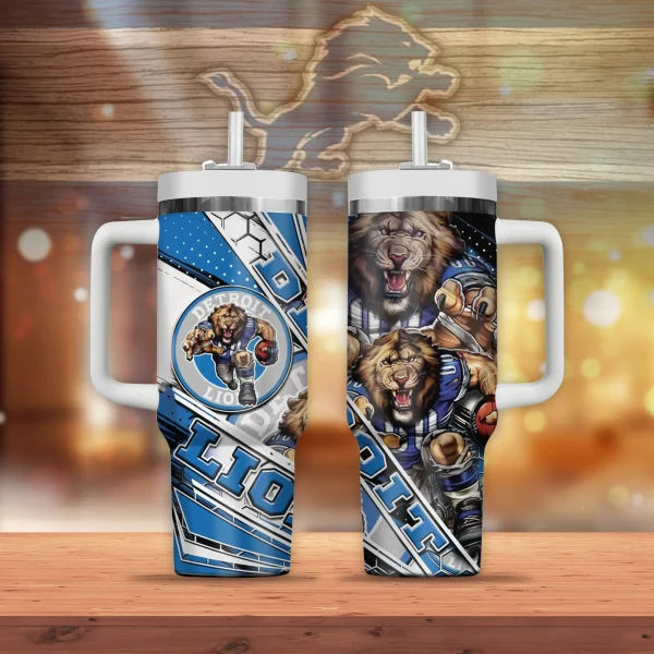 Detroit Lions Mascot Custom Stanley Quencher 30oz-40oz Stainless Steel Tumbler Hot And Cold Tumbler
