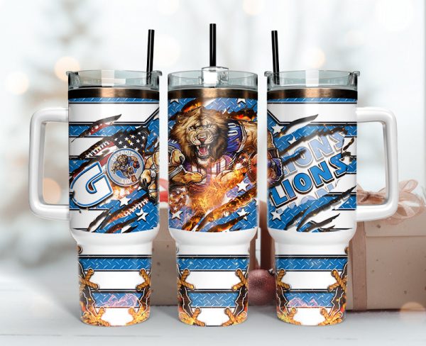 Detroit Lions NFL Mascot Custom Stanley Quencher 30oz-40oz Stainless Steel Tumbler Hot And Cold Tumbler