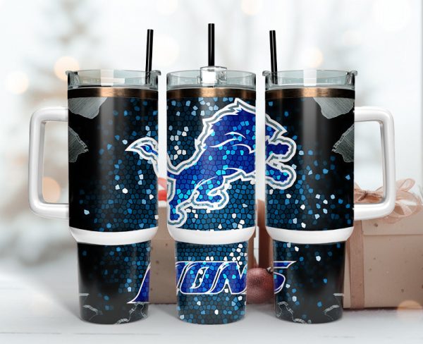 Detroit Lions NFL Stained Glass Effect Custom Stanley Quencher 30oz-40oz Stainless Steel Tumbler Hot And Cold Tumbler