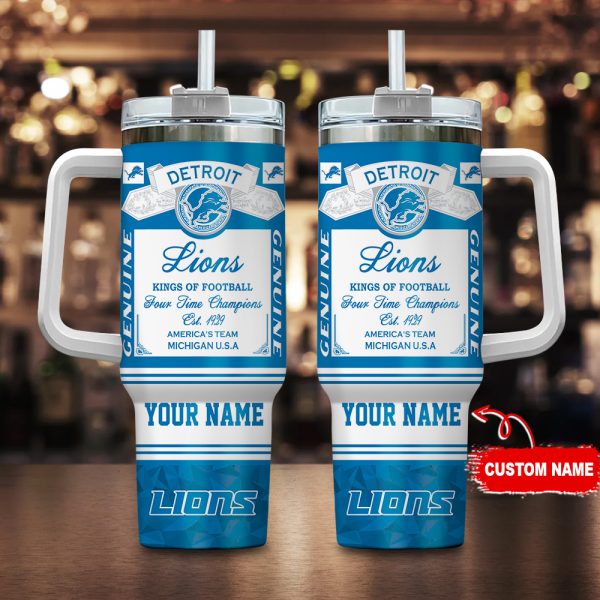 Detroit Lions NFL Custom Stanley Quencher 30oz-40oz Stainless Steel Tumbler Hot And Cold Tumbler