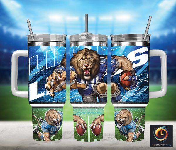 Detroit Lions NFL Mascot Custom Stanley Quencher 30oz-40oz Stainless Steel Tumbler Hot And Cold Tumbler