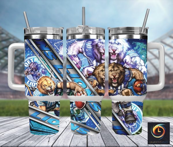 Detroit Lions NFL Mascot Custom Stanley Quencher 30oz-40oz Stainless Steel Tumbler Hot And Cold Tumbler