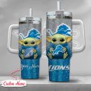 NFL Detroit Lions Baby Yoda Custom Stanley Quencher 30oz-40oz Stainless Steel Tumbler Hot And Cold Tumbler