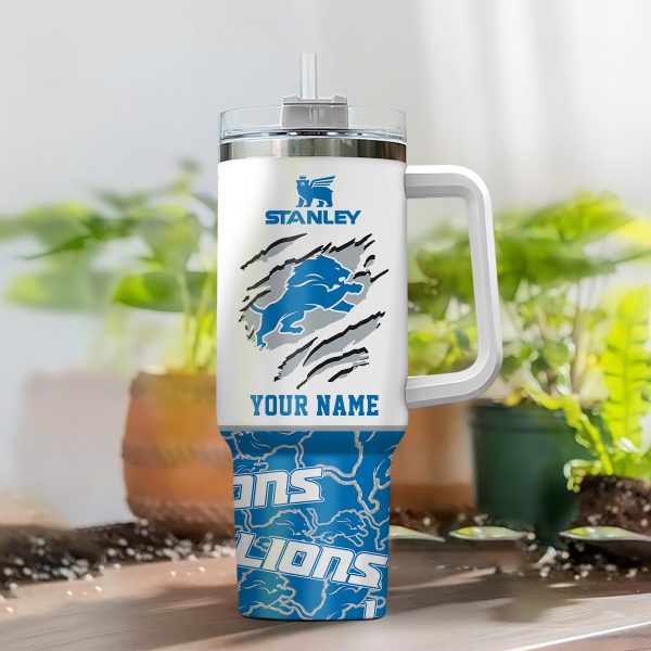 Detroit Lions NFL Custom Stanley Quencher 30oz-40oz Stainless Steel Tumbler Hot And Cold Tumbler - Image 2