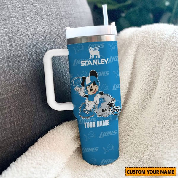 Detroit Lions NFL Mickey Mouse Custom Stanley Quencher 30oz-40oz Stainless Steel Tumbler Hot And Cold Tumbler - Image 2