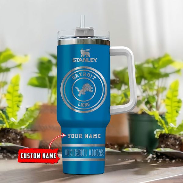 Detroit Lions NFL Custom Stanley Quencher 30oz-40oz Stainless Steel Tumbler Hot And Cold Tumbler - Image 2