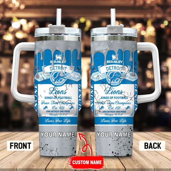 Detroit Lions NFL Kings Of Football Custom Stanley Quencher 30oz-40oz Stainless Steel Tumbler Hot And Cold Tumbler