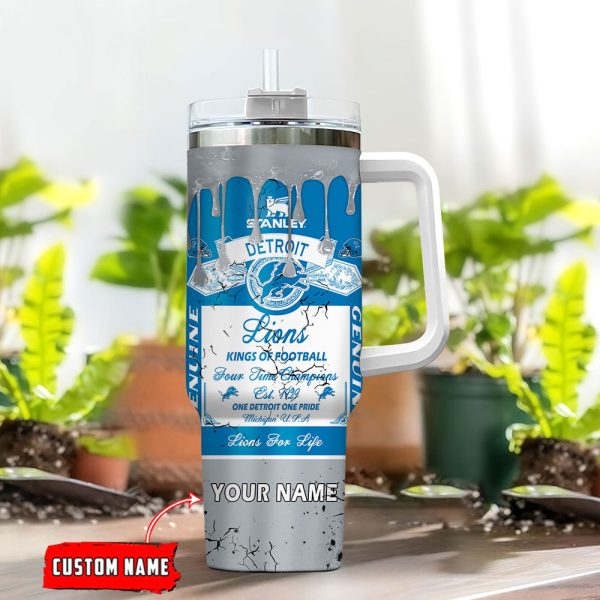 Detroit Lions NFL Kings Of Football Custom Stanley Quencher 30oz-40oz Stainless Steel Tumbler Hot And Cold Tumbler - Image 2