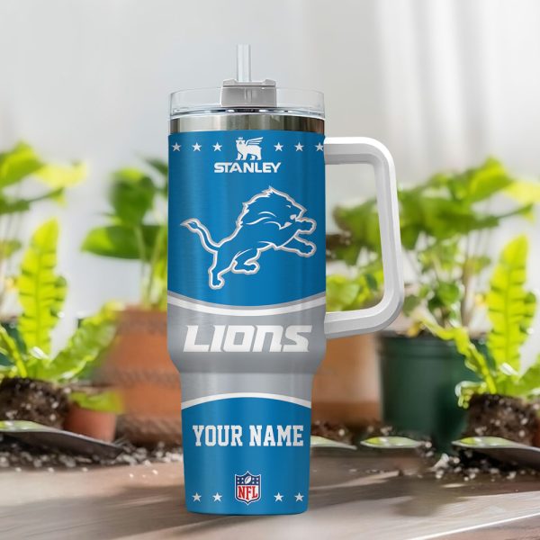 Detroit Lions NFL Custom Stanley Quencher 30oz-40oz Stainless Steel Tumbler Hot And Cold Tumbler - Image 2